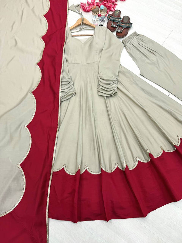 Gray Roman Silk Gown Palazzo Set ClothsVilla