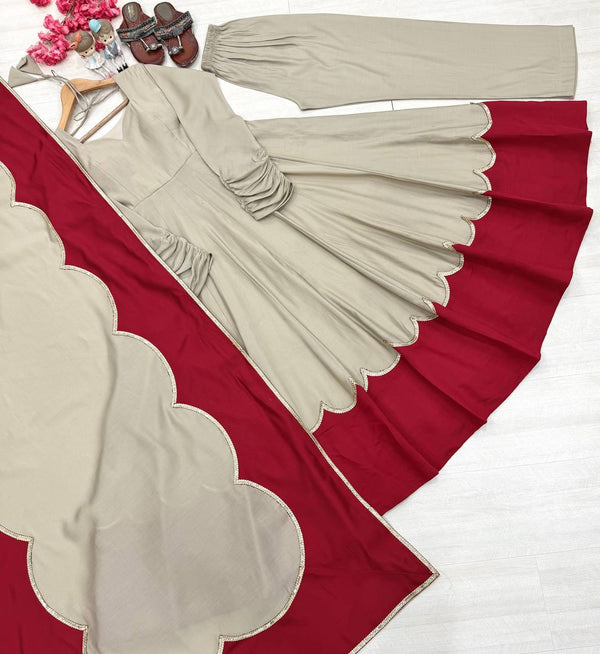 Gray Roman Silk Gown Palazzo Set ClothsVilla