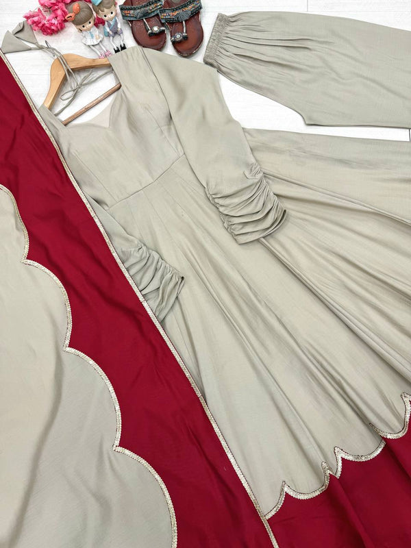 Gray Roman Silk Gown Palazzo Set ClothsVilla