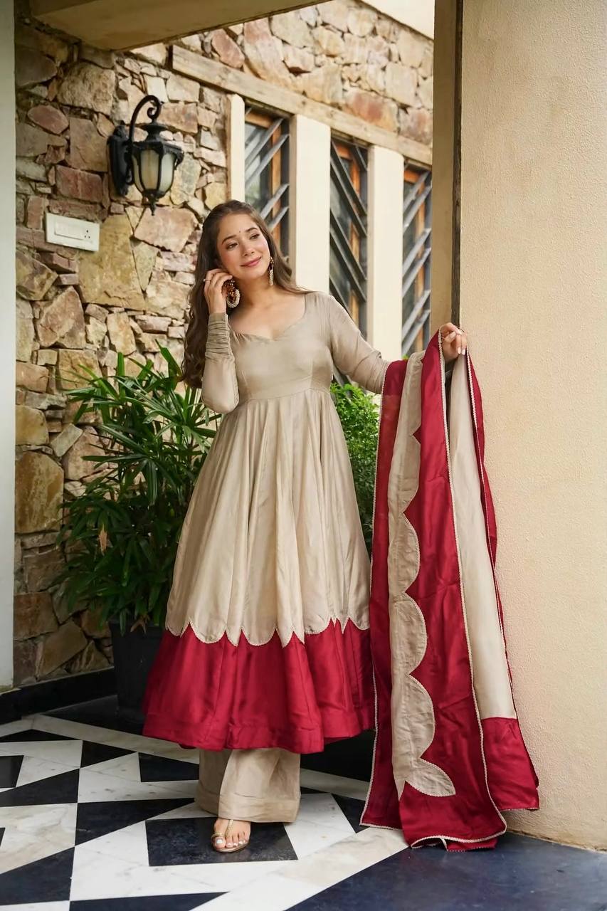 Gray Roman Silk Gown Palazzo Set ClothsVilla