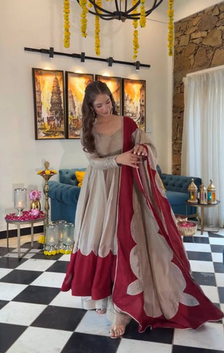 Gray Roman Silk Gown Palazzo Set ClothsVilla