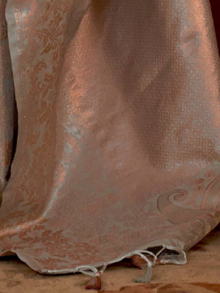 Gray Stylish Party Wear Saree with Unstitched Blouse Piece ClothsVilla