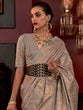 Load image into Gallery viewer, Gray Stylish Party Wear Saree with Unstitched Blouse Piece ClothsVilla