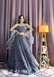 Load image into Gallery viewer, Gray Velvet Sequin Work Lehenga Set with Ruffle Organza Dupatta – Unstitched Blouse ClothsVilla