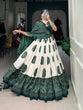 Load image into Gallery viewer, Green Artistry in Silk Tussar Lehenga Choli with Bandhej Print &amp; Gotta Patti Accents