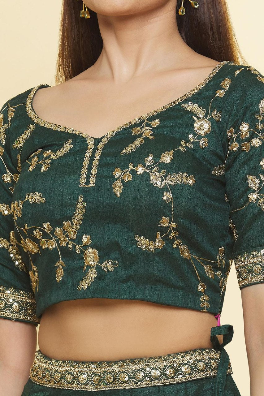 Green Banglory Embroidered Lehenga ClothsVilla