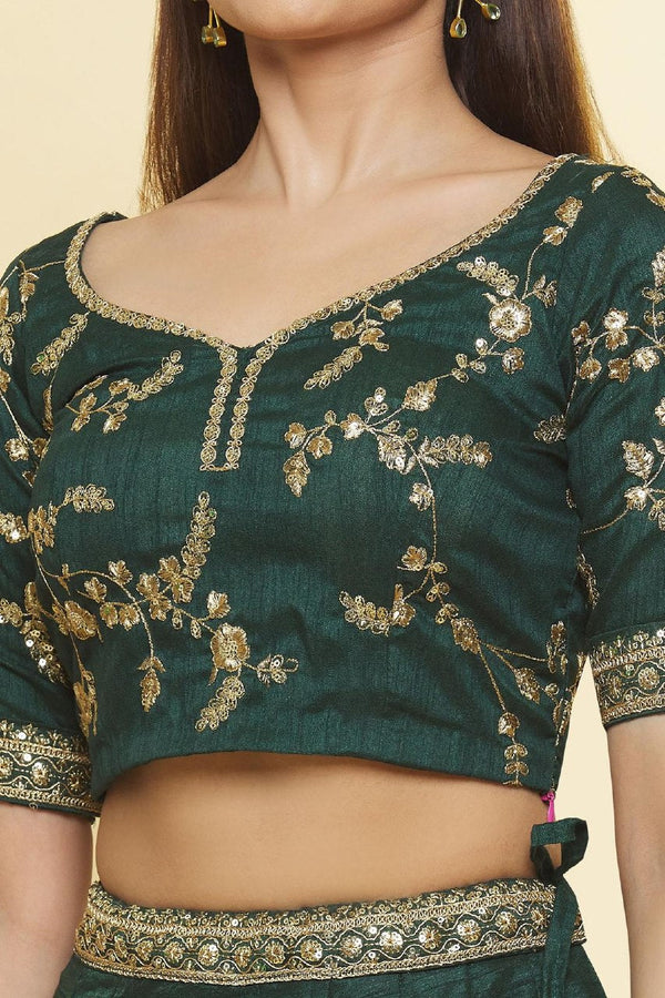 Green Banglory Embroidered Lehenga ClothsVilla