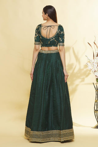 Green Banglory Embroidered Lehenga ClothsVilla