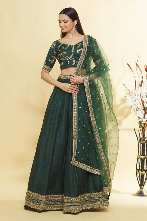 Green Banglory Embroidered Lehenga ClothsVilla Main image