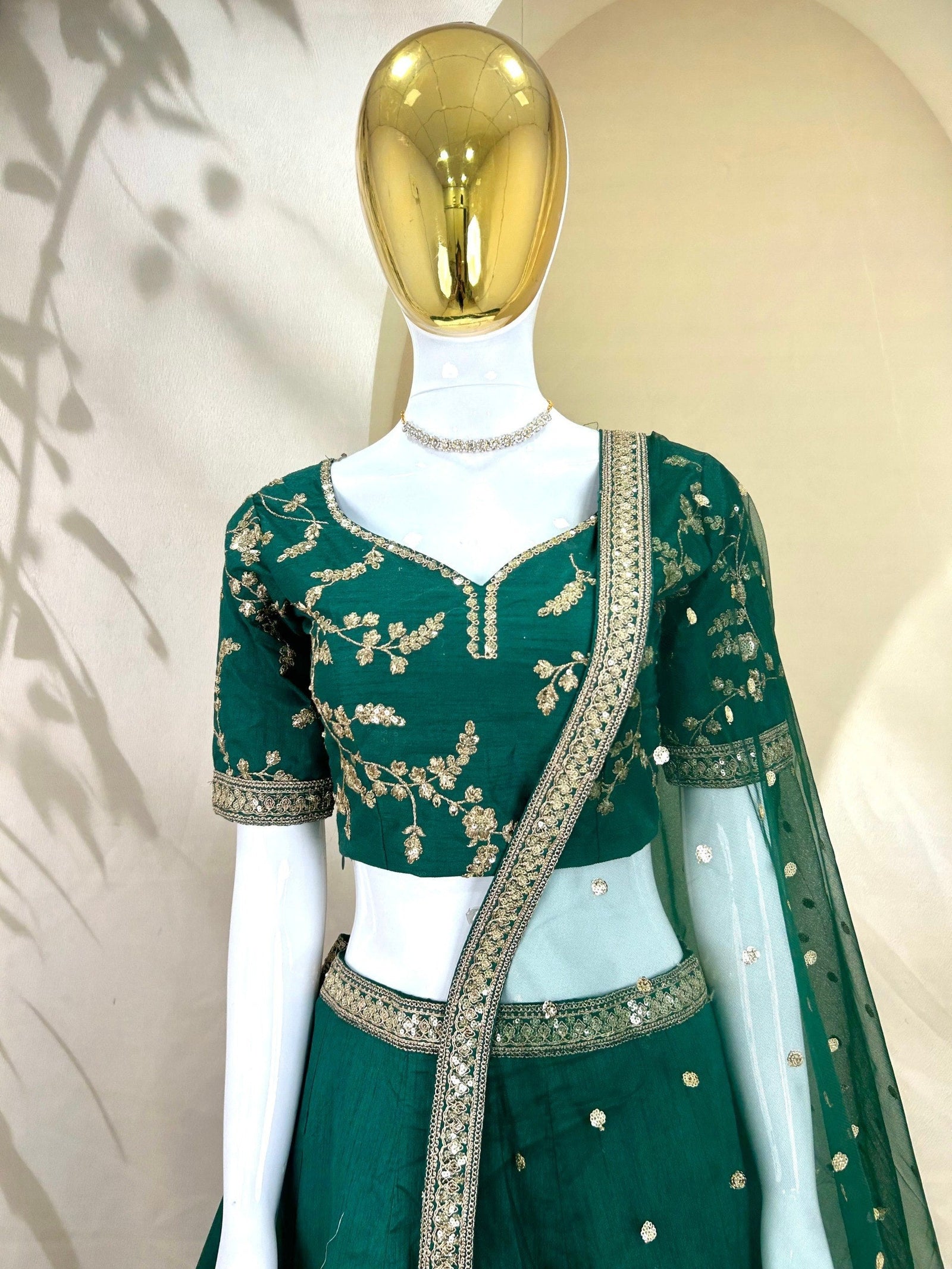 Green Banglory Embroidered Lehenga ClothsVilla