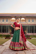 Load image into Gallery viewer, Green Captivating Tussar Silk Patola Printed Lehenga Choli Set ClothsVilla
