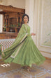 Load image into Gallery viewer, Green Captivating Unique Colored Faux Georgette Embroidered Gown with Sequined Dupatta ClothsVilla