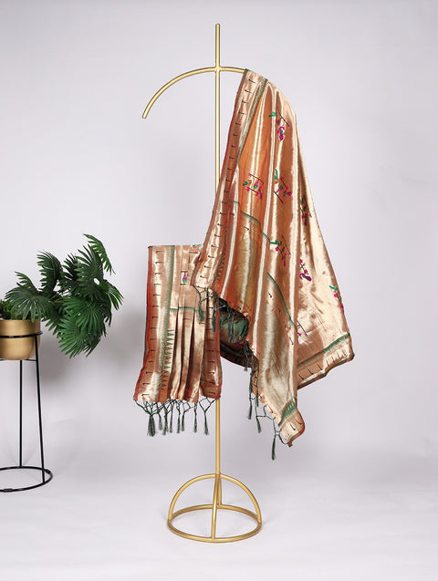 Green Color Weaving Zari Work Jacquard Paithani Dupatta With Tassels Clothsvilla Main image