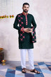 Load image into Gallery viewer, Green Color Men's Wear Embroidered Kurta with Dupatta Collection Clothsvilla