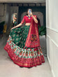 Load image into Gallery viewer, Green Color Patola Print Tussar Silk Lehenga Choli Set ClothsVilla
