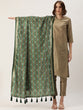 Load image into Gallery viewer, Green Color Tusser Silk Patola Printed Dupatta ClothsVilla