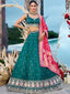 Green Cosmos Silk Lehenga Choli with Red Banarasi Dupatta – Sequin, Coding & Thread Embroidery Work Ready to Wear Bridal & Festive Wear ClothsVilla