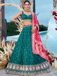 Load image into Gallery viewer, Green Cosmos Silk Lehenga Choli with Red Banarasi Dupatta – Sequin, Coding &amp; Thread Embroidery Work Ready to Wear Bridal &amp; Festive Wear ClothsVilla
