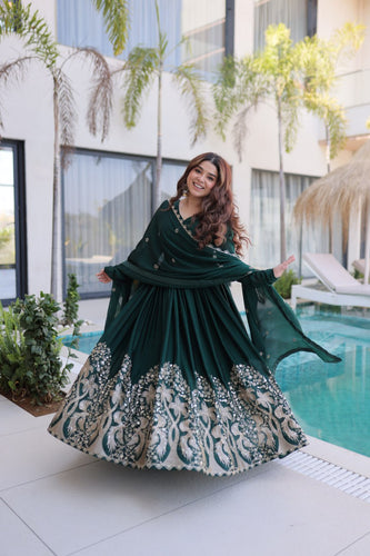 Green Crush Embroidered Anarkali Gown ClothsVilla