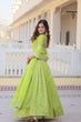 Load image into Gallery viewer, Green Dazzling Designer Dyeable Pure Viscose Jacquard Lehenga Choli Set with Sequins Embroidery ClothsVilla
