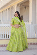Load image into Gallery viewer, Green Dazzling Designer Dyeable Pure Viscose Jacquard Lehenga Choli Set with Sequins Embroidery ClothsVilla