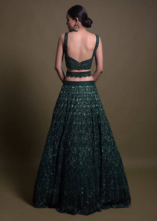 Green Desi Chic Net Lehenga Set with Sequins & Dori Work — Rock the Wedding Season Clothsvilla