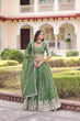 Load image into Gallery viewer, Green Designer Gold Crush Sequins &amp; Zari Embroidered Lehenga Choli Set with 3-Meter Flair &amp; Lace Border Dupatta – Semi-Stitched Festive &amp; Wedding Wear ClothsVilla