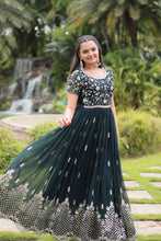 Load image into Gallery viewer, Green Designer Readymade Gown with Zari &amp; Sequins Embroidery ClothsVilla