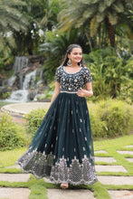 Load image into Gallery viewer, Green Designer Readymade Gown with Zari &amp; Sequins Embroidery ClothsVilla