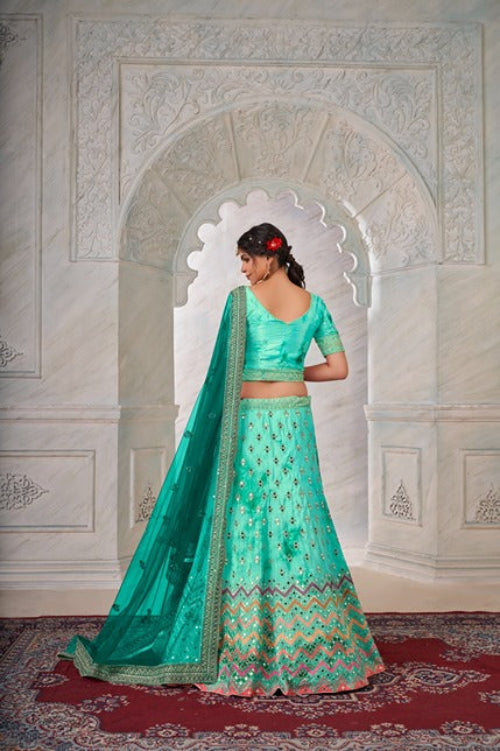 Emerald Green Designer Shibori Crepe Lehenga Choli Set ClothsVilla