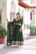 Load image into Gallery viewer, Green Designer Vichitra Silk Sequins Embroidered Gown with 3-Meter Flair &amp; Matching Dupatta – Fully Stitched Festive &amp; Wedding Wear ClothsVilla