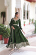 Load image into Gallery viewer, Green Designer Vichitra Silk Sequins Embroidered Gown with 3-Meter Flair &amp; Matching Dupatta – Fully Stitched Festive &amp; Wedding Wear ClothsVilla