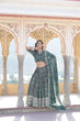 Load image into Gallery viewer, Green Designer Viscose Jacquard Lehenga Choli &amp; Dupatta Set with Sequins ClothsVilla