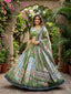 Green Digital Print Silk Lehenga Set ClothsVilla