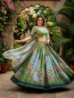 Load image into Gallery viewer, Green Digital Print Silk Lehenga Set ClothsVilla