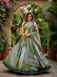 Load image into Gallery viewer, Green Digital Print Silk Lehenga Set ClothsVilla