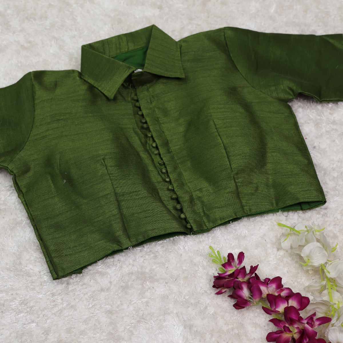 Green Effortless Elegance Banglori Blouse ClothsVilla Main image