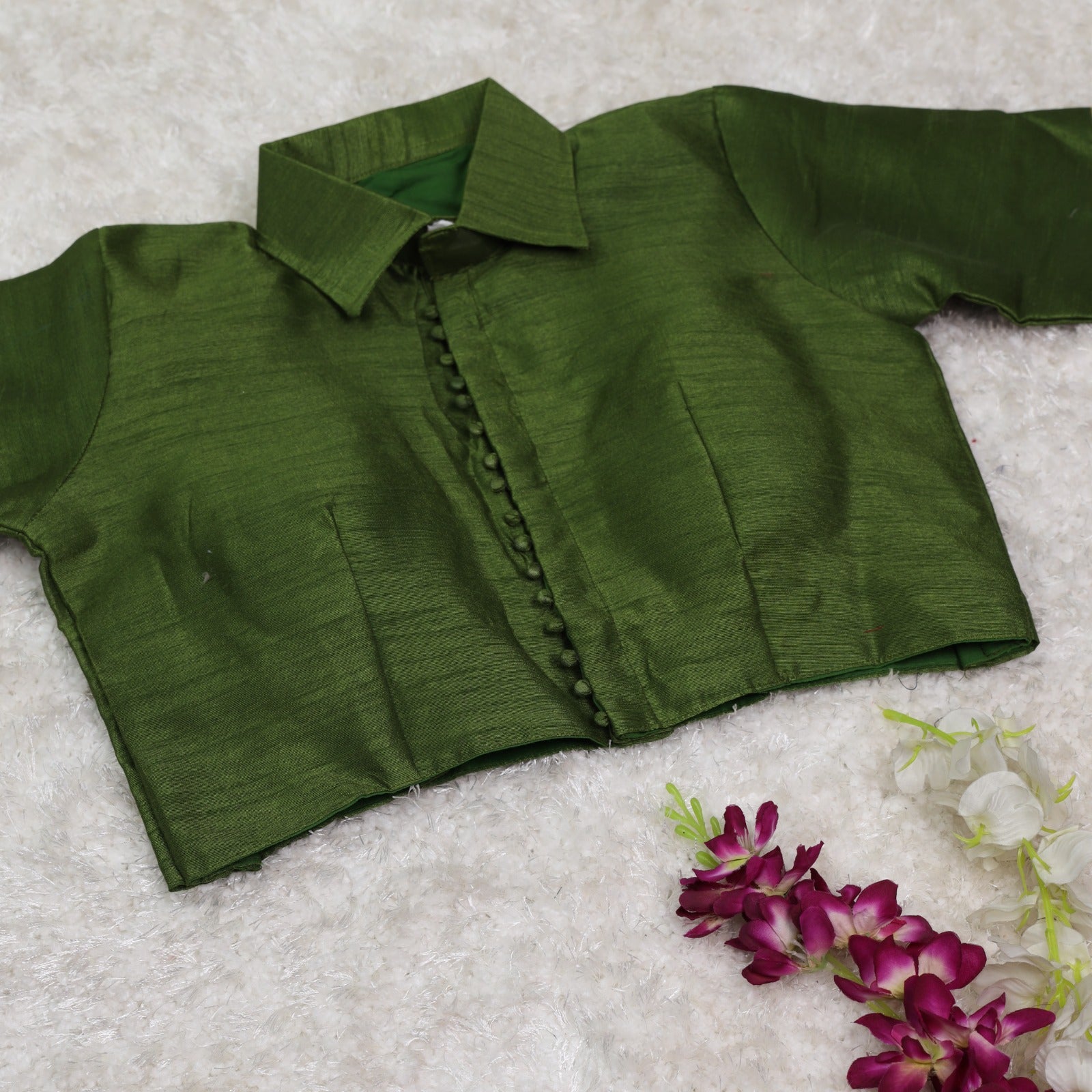 Green Effortless Elegance Banglori Blouse ClothsVilla Main image