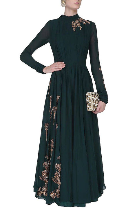 Green Effortless Elegance Georgette Gown Set ClothsVilla Main image