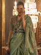 Load image into Gallery viewer, Green Elegant Banarasi Silk Blend Saree with Woven Design &amp; Tassel Detailing ClothsVilla