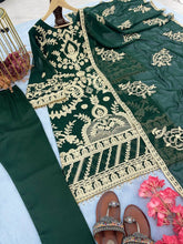 Load image into Gallery viewer, Green Elegant Heavy Faux Georgette Embroidered Suit Set ClothsVilla