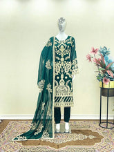 Load image into Gallery viewer, Green Elegant Heavy Faux Georgette Embroidered Suit Set ClothsVilla