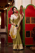 Load image into Gallery viewer, Green Elegant Jacquard Chex Saree with Zari Weaving Work – Includes Matching Blouse Piece Clothsvilla