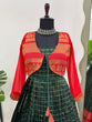 Load image into Gallery viewer, Green Elegant Jequrd Silk Suit with Stylish Koti