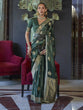 Load image into Gallery viewer, Green Elegant Kanjivaram Silk Blend Saree with Unstitched Blouse Piece ClothsVilla