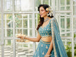 Load image into Gallery viewer, Green Elegant Organza Semi-Stitched Lehenga Set with Sequin &amp; Thread Embroidery ClothsVilla