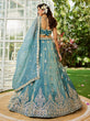 Load image into Gallery viewer, Green Elegant Organza Semi-Stitched Lehenga Set with Sequin &amp; Thread Embroidery ClothsVilla