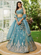 Load image into Gallery viewer, Green Elegant Organza Semi-Stitched Lehenga Set with Sequin &amp; Thread Embroidery ClothsVilla