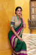 Load image into Gallery viewer, Green Elegant Poly Cotton Saree with Printed &amp; Zari Weaving Work ClothsVilla