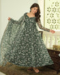 Load image into Gallery viewer, Green Elegant Printed Three-Piece Anarkali Suit ClothsVilla